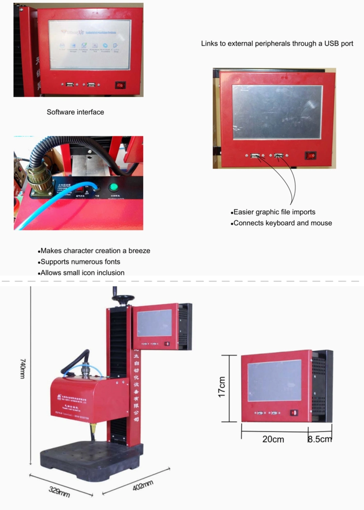 Monthly Deals Customized 300X200mm Large Area Metal Pneumatic DOT Pin Marking Engraving Machine